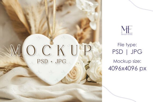 Boho Heart Ceramic Ornament Mockup: A Versatile Tool for Creative Professionals