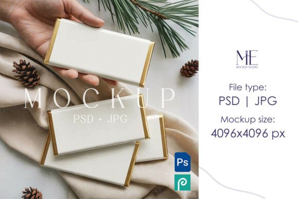 Chocolate Wrapper Mockup PSD Christmas