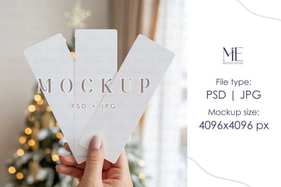 Christmas Photo Strip Mockup PSD 2x6