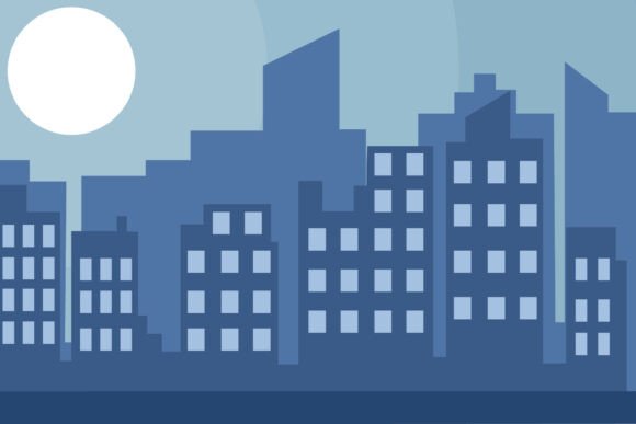 Cityscape at Night Landscape Vector: A Versatile Design for Real Estate and More