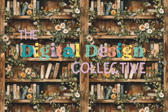 Cottagecore Floral Bookshelf Seamless