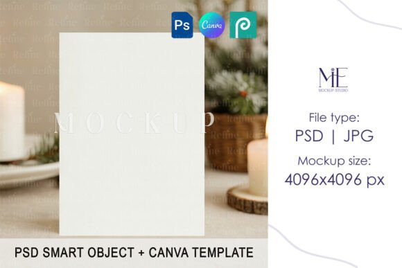 Holiday Invitation Mockup PSD Canva 5x7
