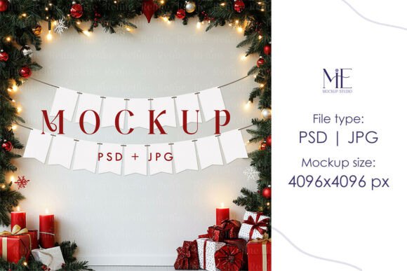 Merry Christmas Banner Mockup Holiday