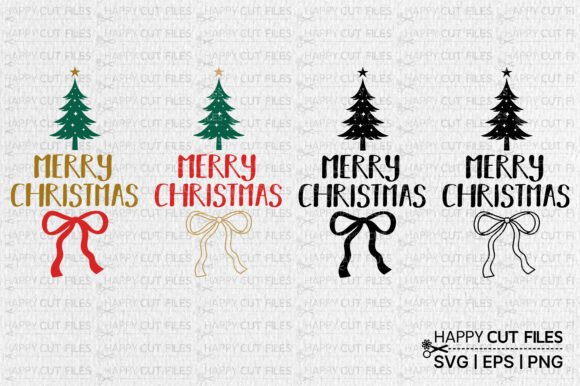 Merry Christmas Tree Bow Coquette Svg