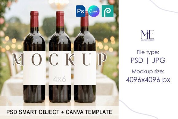 Red Wine Bottle Label Mockup 4x6 PSD: A Creative Tool for Modern Designers