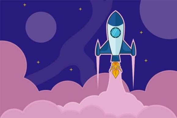Rocket Launch into Space Vector Design