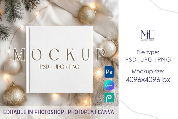 Square Wedding Guest Book Mockup