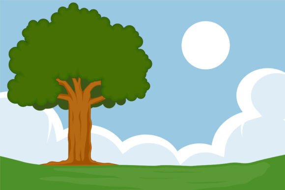 Tree in the Meadow Landscaped Vector: A Versatile Design for Modern Creativity