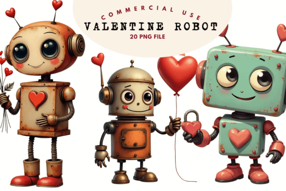 Valentine Robot Clipart Bundle: A Creative Resource for Modern Designers