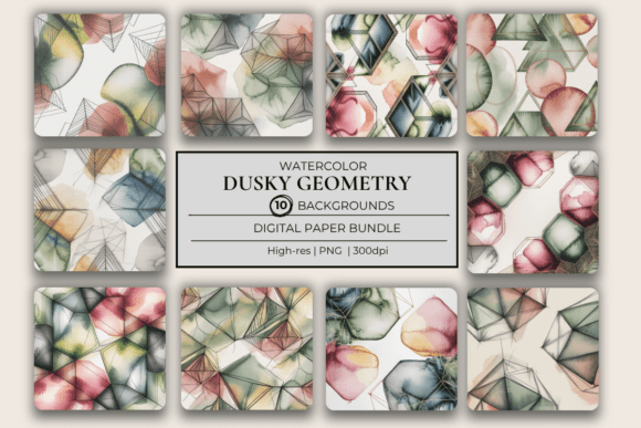 Watercolor Geometric Background Papers