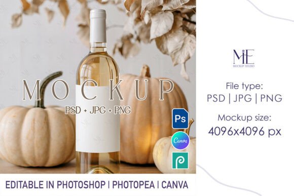 Wine Label Mockup Fall Bottle Wrap PSD for Creative Designers